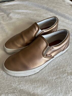 Vans Classic Slip-On Sneakers in Metallic Rose Bronze
